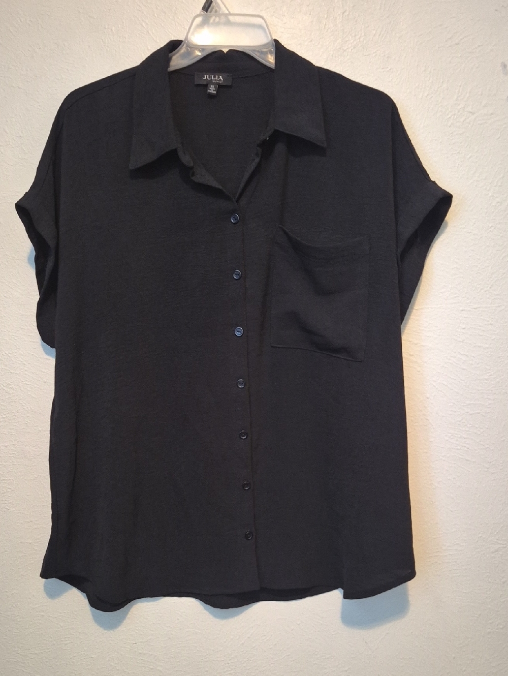 Julia Black Short-Sleeve Button-Down Shirt